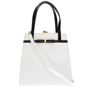 Salvatore Ferragamo Vara Ribbon Q216187 Leather Panda White and Black mini bag